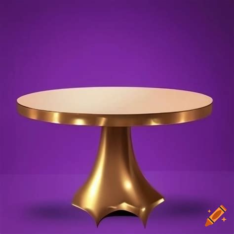 Luxurious gold table on purple background