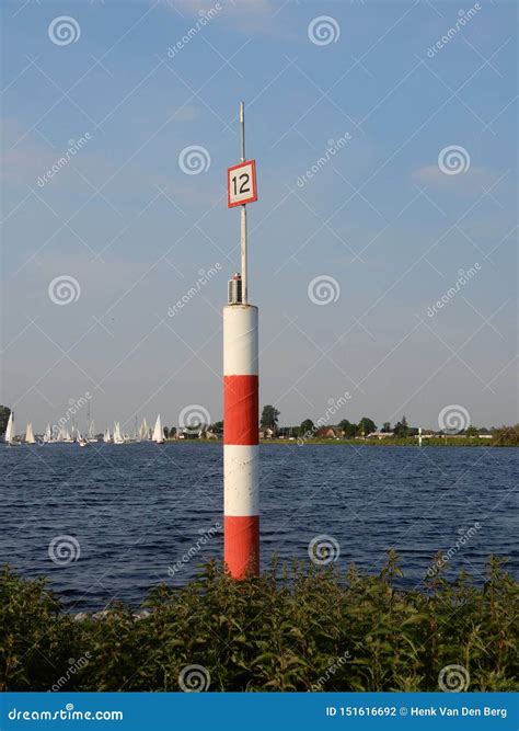 Nautic Sign on the Head of a Small Peninsula Located at the Kaag Lakes Stock Photo - Image of ...