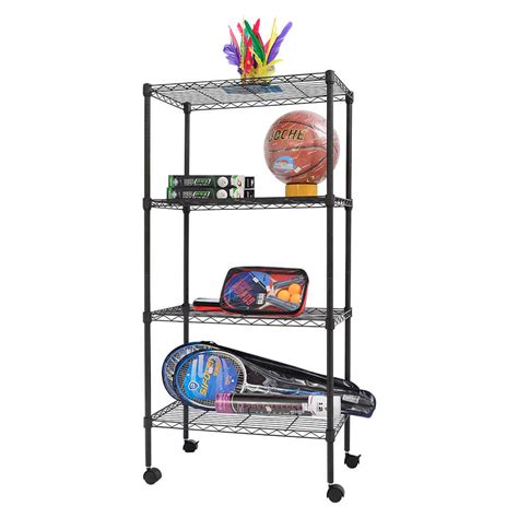 NSF certified black wire shelving unit on wheels