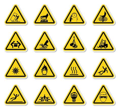 Warning Hazard Symbols labels Sign 1186658 Vector Art at Vecteezy