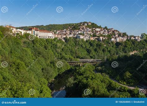 Panoramic View of Veliko Tarnovo Old Town and Bridge Over Yantra River. Stock Image - Image of ...