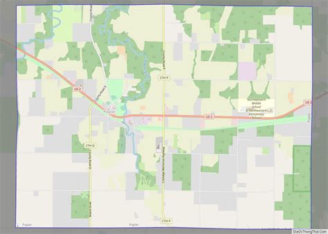 Map of Poplar village, Wisconsin - Thong Thai Real