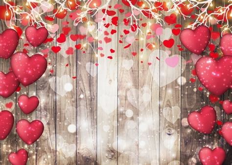 Love Red Heart Valentines Day Backdrop Wedding Photography Background