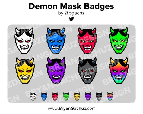 Colorful Demon Mask Subscriber Loyalty Bit Badges | Etsy