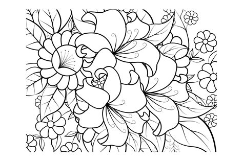 Floral Coloring Page Book for Adults Graphic by stromgraphix · Creative Fabrica