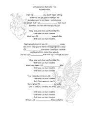 Lyrics Only love can hurt like this - ESL worksheet by manndlh