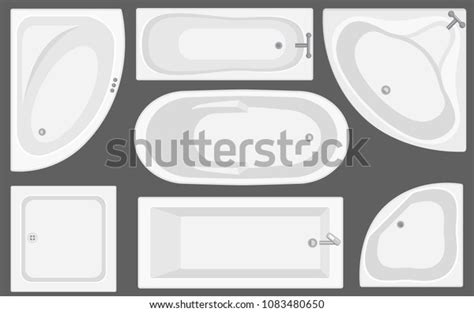 Bathtub Top View Collectionvector Illustration Flat Stock Vector ...