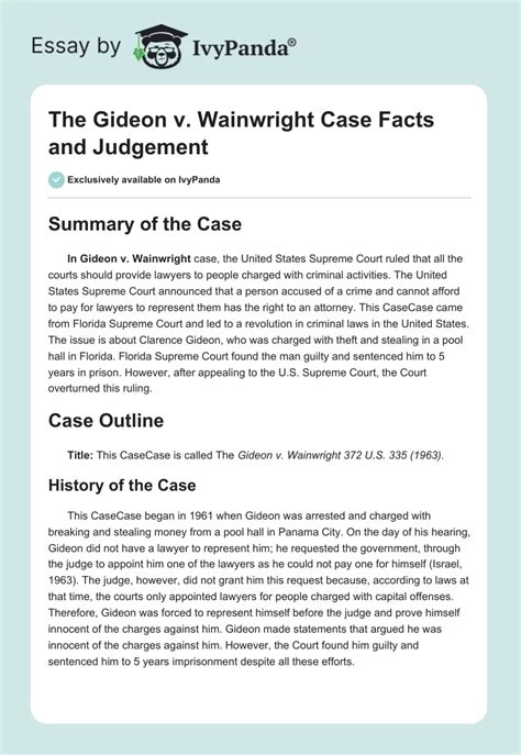 The Gideon v. Wainwright Case Facts and Judgement - 689 Words | Case ...