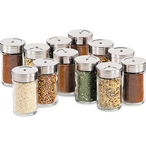 Glass 12-piece Spice Jar Set with Stainless Steel Lids - 11957264 - Overstock.com Shopping - The ...