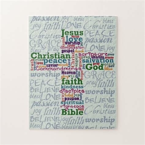 Christian Religious Word Art Cross Jigsaw Puzzle | Zazzle.com