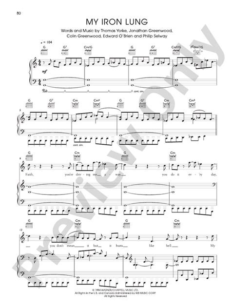 My Iron Lung: Piano/Vocal/Guitar: Radiohead - Digital Sheet Music Download