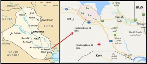 Samples location of Basra oil fields on Iraq map | Download Scientific Diagram