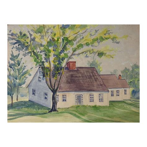 Vintage 1932 Farmhouse Watercolor Painting | Chairish