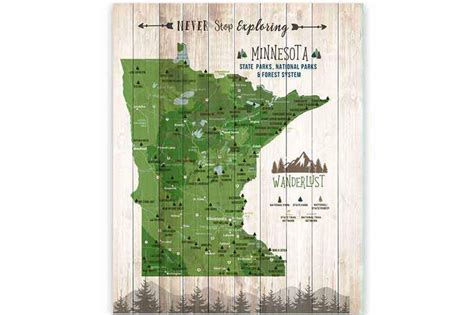 Minnesota State Park Map, Push PinTravel option - World Vibe Studio