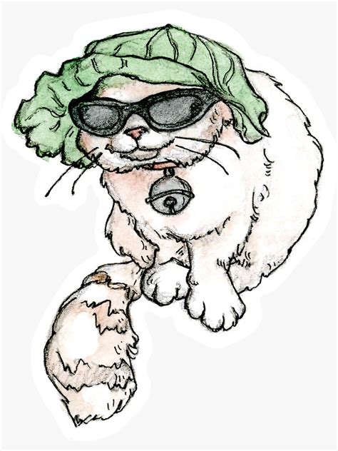 "Cabbage Cat Meme Sticker" Sticker for Sale by Tempera-Mentum | Redbubble