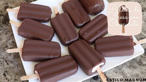 Paletas de Fresa cubiertas en CHOCOLATE | ESTILO MAGNUM😍 - YouTube en 2024 | Paletas de ...