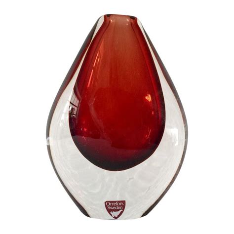 Orrefors Red Art Glass Vase | Chairish