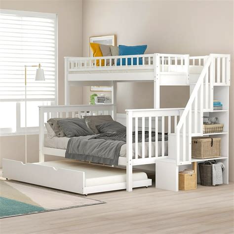 ModernLuxe Twin-over-Full Bunk Bed Stairway with Shelves, Multiple Options Available - Walmart ...