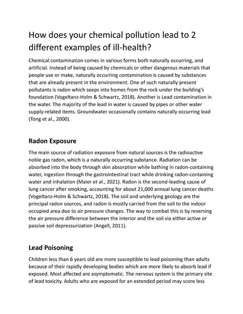 How does your chemical pollution lead to 2 different examples of ill - How does your chemical ...