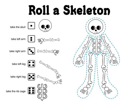 Roll a Skeleton Game, Skeleton Game, Halloween Game, Printable Halloween Game - Etsy