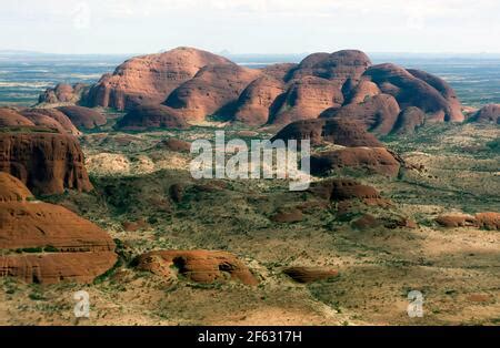 Aerial view of a section of Kata Tjuṯa, in the Uluru-Kata Tjuṯa National Park, Northern ...