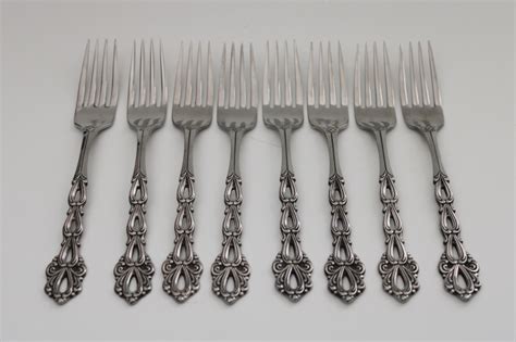 vintage Oneida Community stainless flatware, Chandelier pattern 8 dinner forks