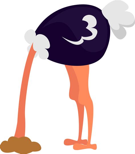 Ostrich with head in sand, illustration, vector on white background ...