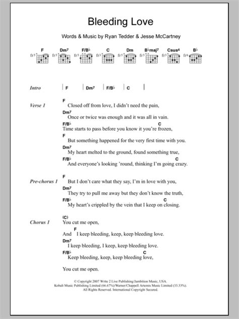 Bleeding Love by Leona Lewis - Guitar Chords/Lyrics - Guitar Instructor