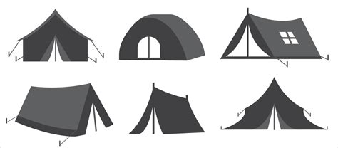 Set of Camping tents icons vector silhouette on white background 7409998 Vector Art at Vecteezy