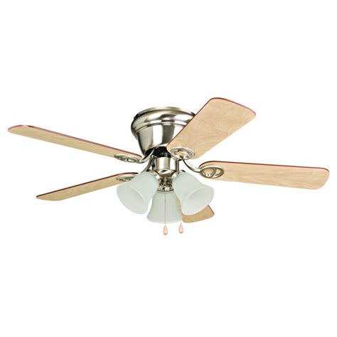 Craftmade Wyman 42-in Brushed Nickel Indoor Flush Mount Ceiling Fan with Light Kit (5-Blade) in ...