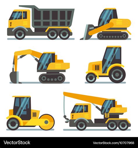 Construction machines heavy equipment vehicles Vector Image