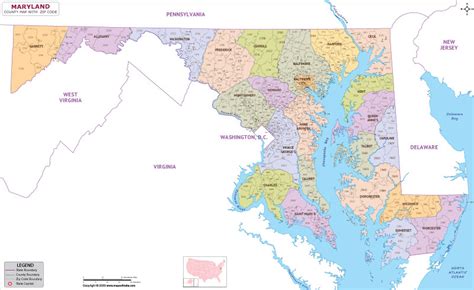 Maryland County Zip Codes Map