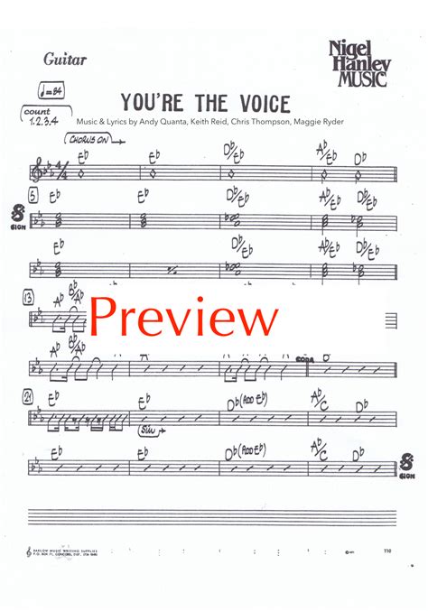 You're The Voice (arr. Nigel Hanley) Sheet Music | John Farnham | Cover ...