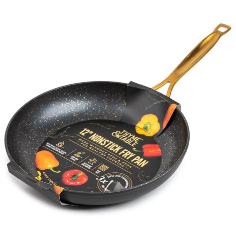 Thyme & Table Nonstick Ceramic 12" Fry Pan, Black and Gold Speckle ...