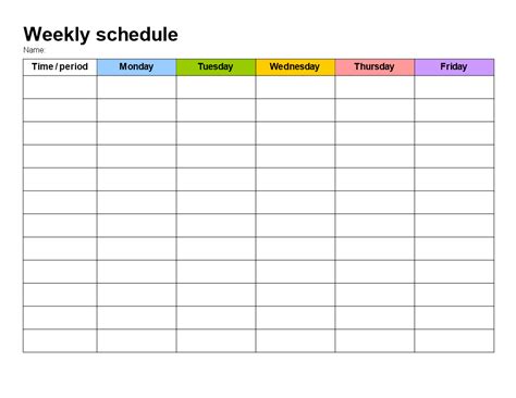 Gratis Sjabloon wekelijkse schoolplanning