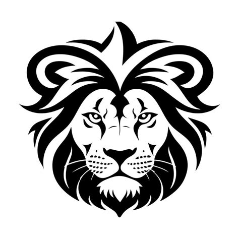 Lion head tattoo. Black and white vector illustration isolated on white ...