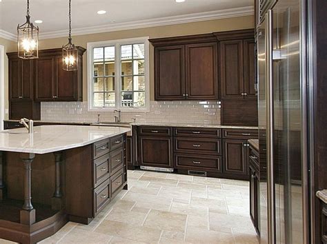 Kitchens With White Cabinets Brown Fllor