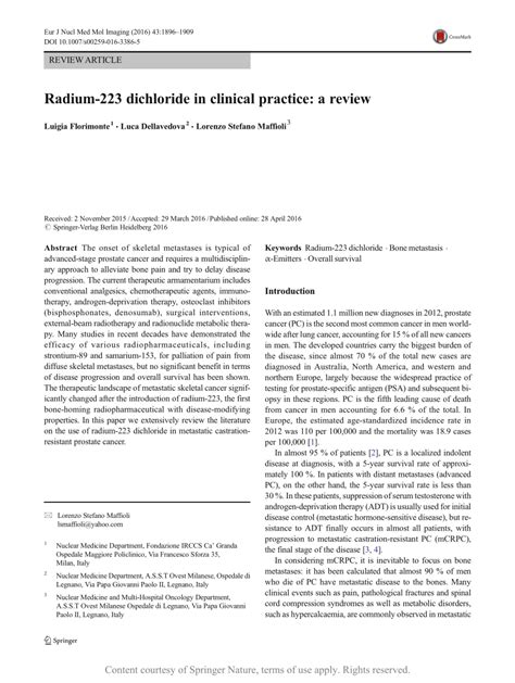 Radium-223 dichloride in clinical practice: a review | Request PDF