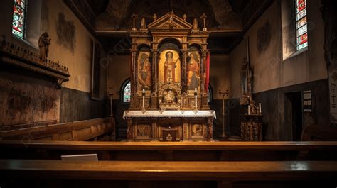 Wooden Altar Inside Of A Church Background, Church Altar, Hd ...