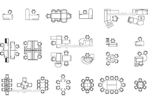 Office Furniture Plan AutoCAD blocks, download free CAD file