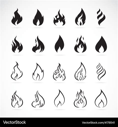 Set of flame symbols Royalty Free Vector Image