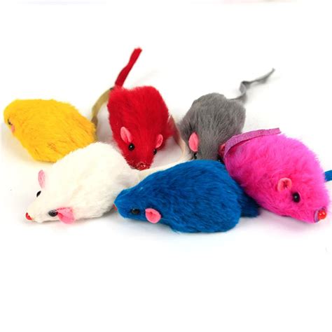 SYDZSW 5pcs Pack Funny Cat Mice Toys Colorful Mice Cat Toy with Real Rabbit Fur Small Engaging ...