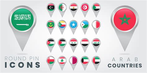 Round pin icons of arab countries flags 684499 Vector Art at Vecteezy