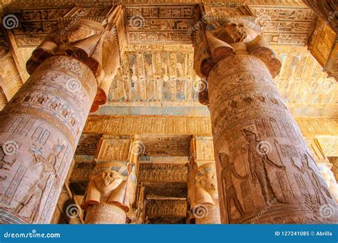 Beautiful Interior of the Temple of Dendera or the Temple of Hathor ...