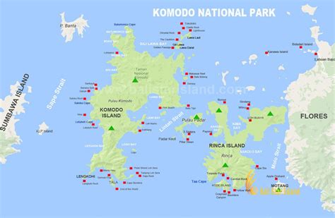 Komodo National Park Map | Flores Tourism Maps - Komodo Dragon Tours