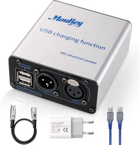 Moukey 48V 1-Channel Phantom Power Supply with New USB Charging ...