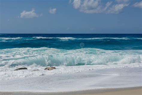 Stormy beach stock image. Image of scenic, ocean, sand - 75611431