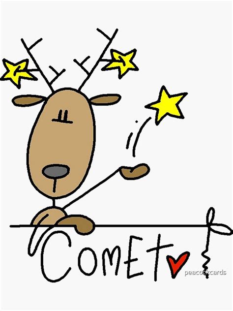 "Comet Reindeer Christmas Holiday " Sticker for Sale by peacockcards | Redbubble