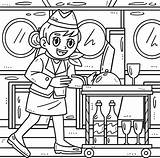 Labor Day Stewardess With Food Cart Coloring Page 23093722 Vector Art  sketch template
