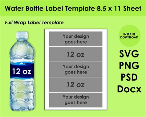 Small Water Bottle Label Template